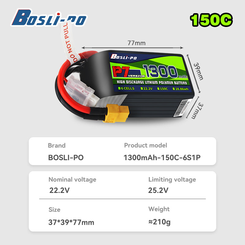Boslipo P7 1300mAh 150C 4S 6S  - Drone Racing Battery avis et prix